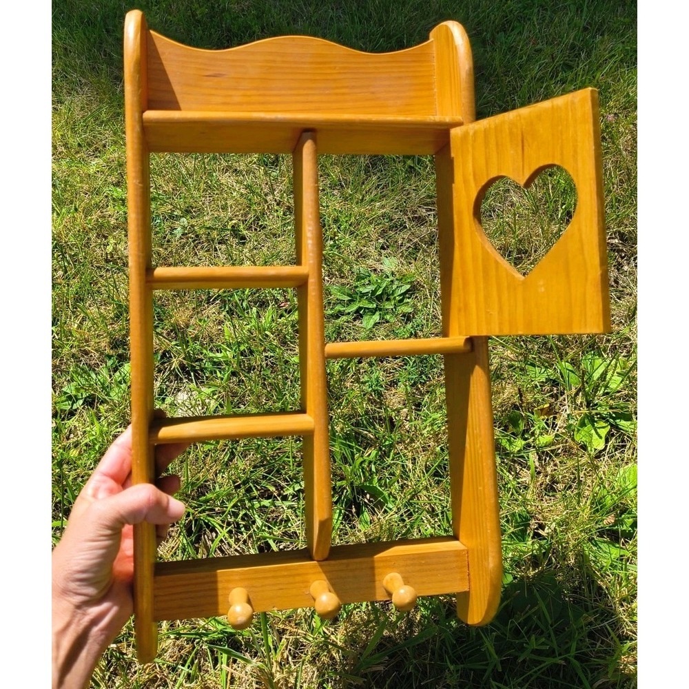 1980-90s Handcrafted Pine Wall Display/Trinket/Shadow Shelf 18"x9.5" Cottagecore